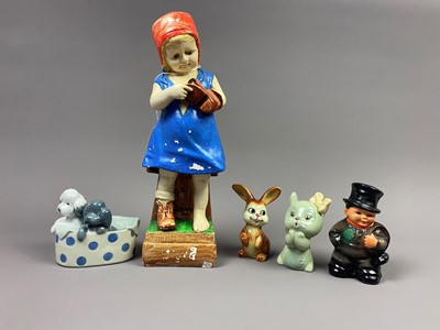 Lot 376 - A NAO FIGURE OF A CHILD WITH BOXING GLOVES, AND OTHER ITEMS