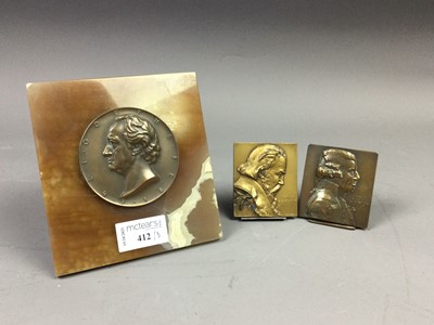 Lot 412 - A LOT OF TWO SMALL BAS RELIEF PLAQUETTES AND ANOTHER