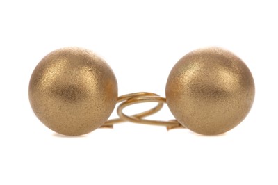 Lot 874 - A PAIR OF GOLD BALL EARRINGS