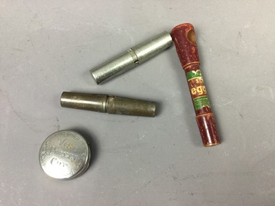 Lot 429 - A LOT OF THREE VINTAGE CORK SCREWS AND A COLLAPSIBLE BEAKER