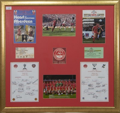 Lot 1733 - ABERDEEN F.C. INTEREST - SCOTTISH CUP AND LEAGUE CUP WINNERS 1985/86 COMMEMORATIVE DISPLAY