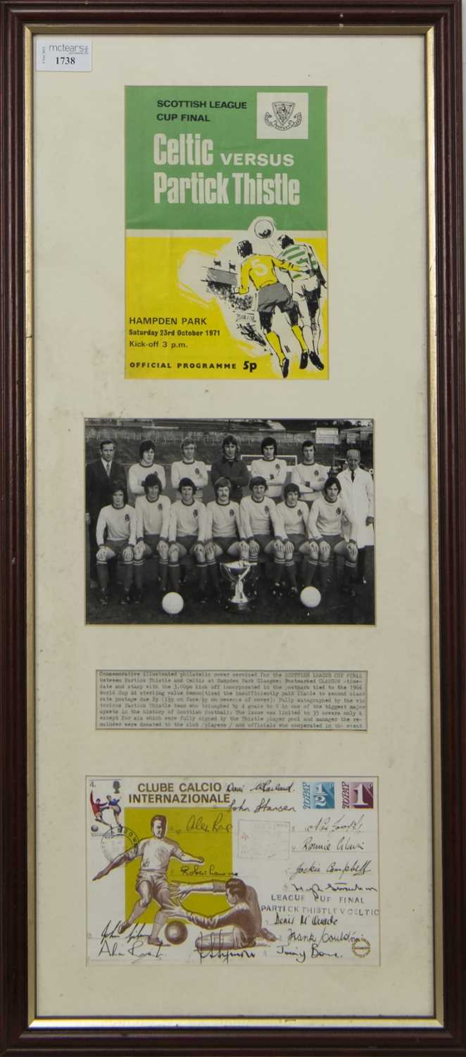 Lot 1738 - PARTICK THISTLE F.C. INTEREST - SCOTTISH LEAGUE CUP WINNERS 1971/72 COMMEMORATIVE DISPLAY
