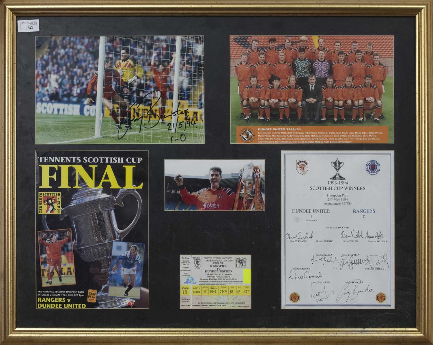 Lot 1742 - DUNDEE UNITED F.C. INTEREST - SCOTTISH CUP WINNERS 1993/94 COMMEMORATIVE DISPLAY