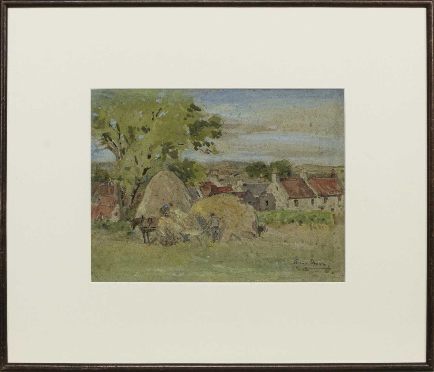 Lot 155 - FALKLAND FROM THE HILL, A WATERCOLOUR BY ANNA DIXON