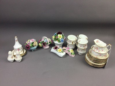 Lot 570 - A PARAGON TEA SERVICE, BESWICK HORSE AND CERAMIC FLOWER POSIES