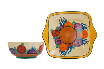 Lot 749 - A BIZARRE BY CLARICE CLIFF GAYDAY BOWL AND SANDWICH PLATE