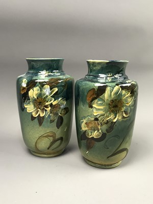 Lot 478 - A PAIR OF FLORAL DECORATED STONEWARE VASES AND OTHER CERAMICS