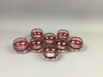 Lot 486 - A SET OF EIGHT CRANBERRY GLASS DESSERT BOWLS