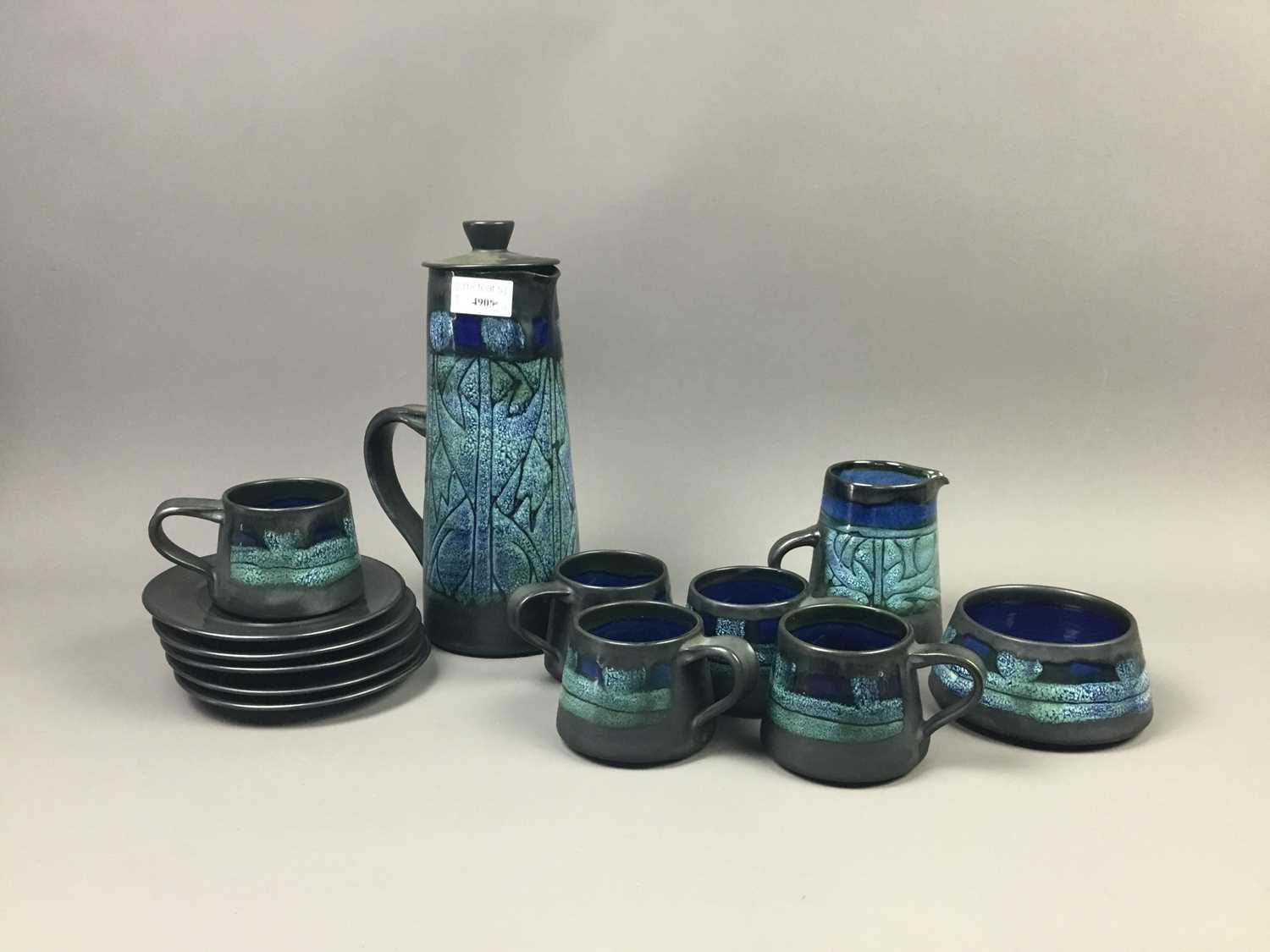 Lot 490 - A NEWLYN CELTIC POTTERY COFFEE SET