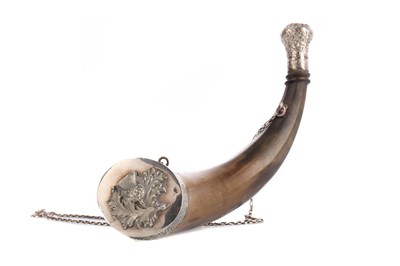 Lot 1392 - MILITARY INTEREST - VICTORIAN SILVER AND PLATE MOUNTED PRESENTATION HORN