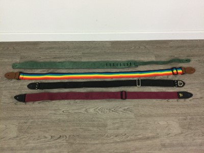 Lot 1188 - A LOT OF ASSORTED GUITAR STRAPS, WALL HANGERS AND STANDS