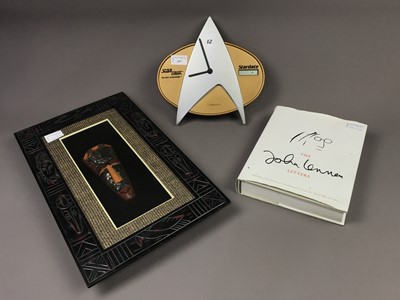Lot 657 - A STAR TREK CLOCK, ALONG WITH OTHER ITEMS