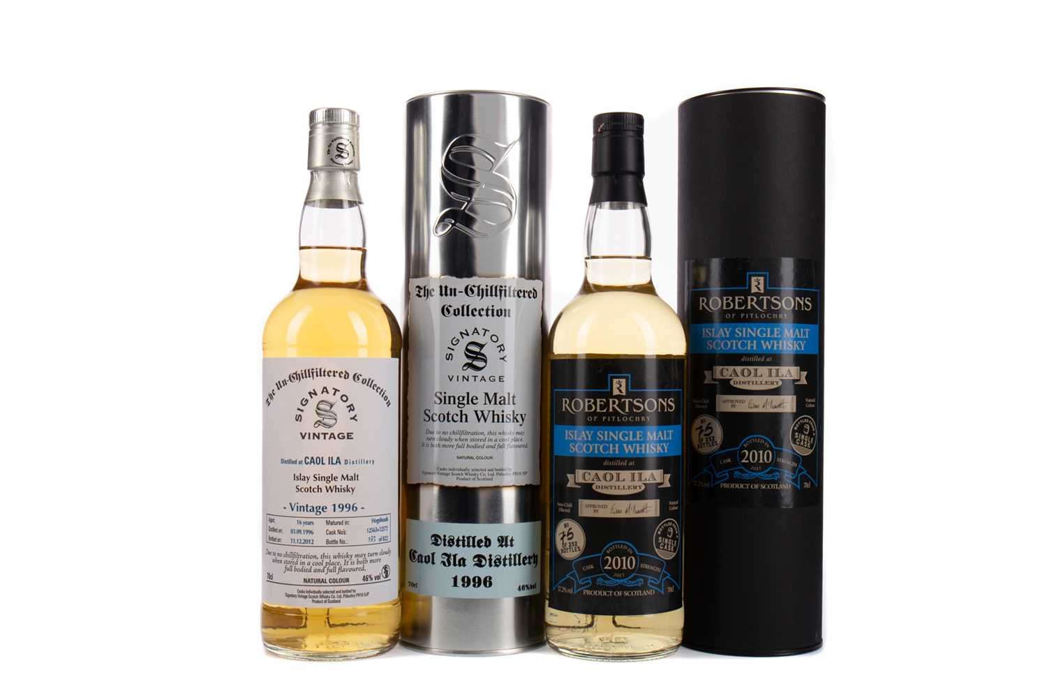 Lot 35 - CAOL ILA 1996 SIGNATOR VINTAGE AGED 16 YEARS, AND CAOL ILA 2010 ROBERTSONS OF PITLOCHRY