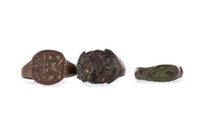 Lot 1397 - A GROUP OF THREE MEDIEVAL RINGS