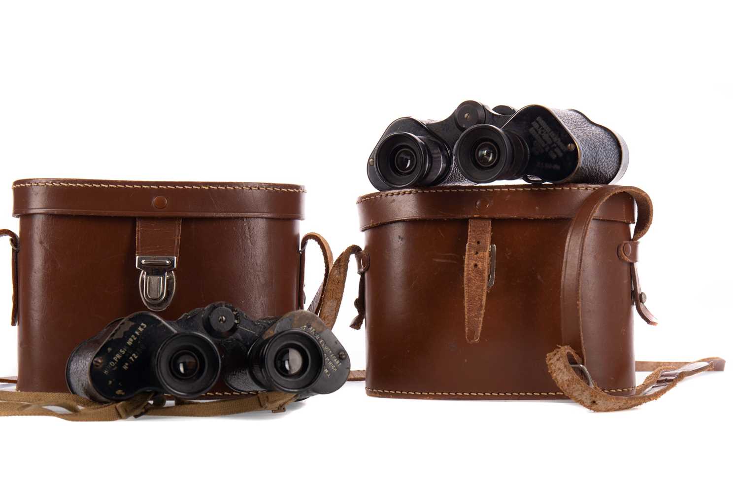 Lot 1420 - TWO CASED PAIRS OF MILITARY ISSUE FIELD GLASSES BY KERSHAW