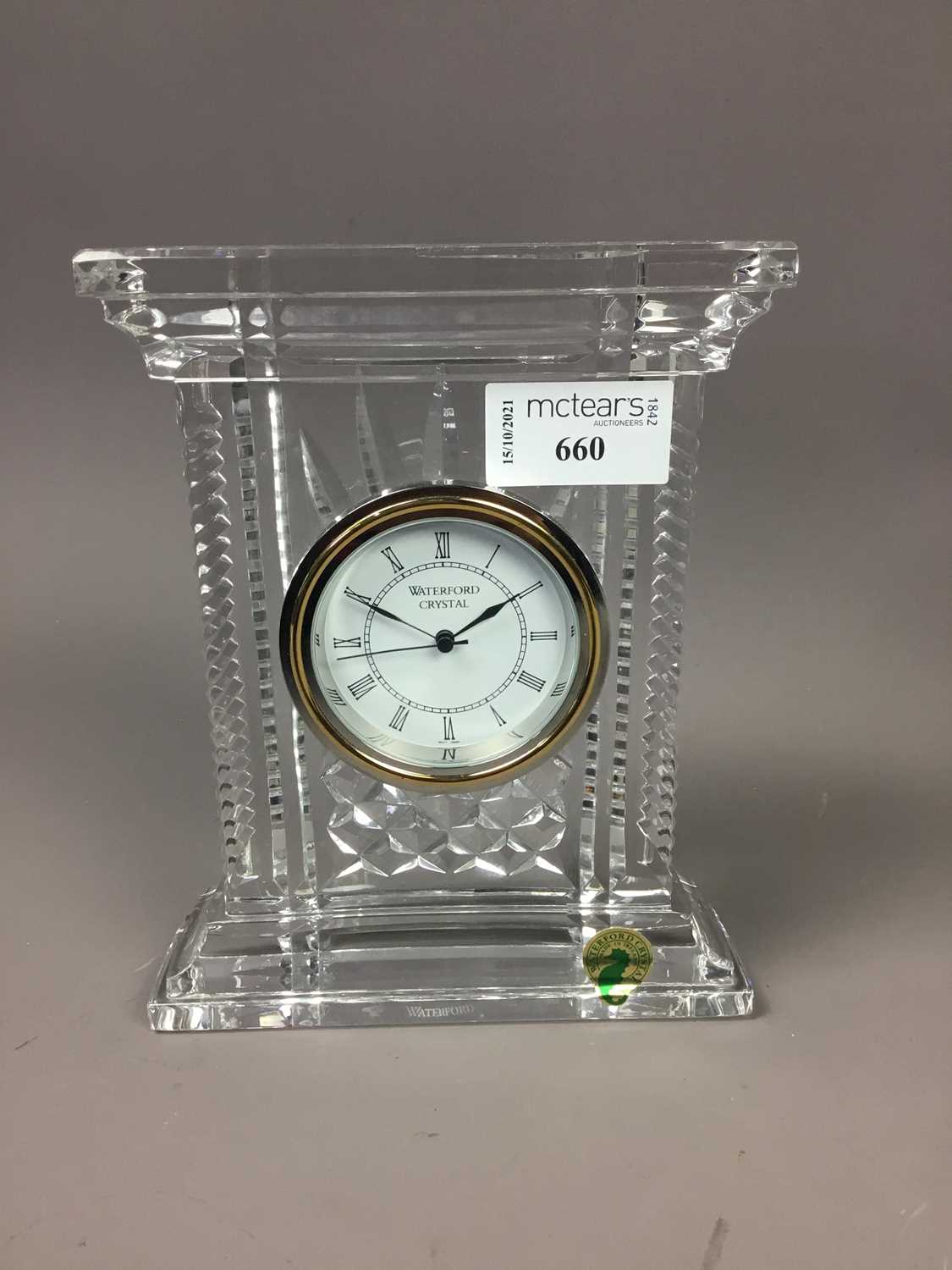 Lot 660 A WATERFORD CRYSTAL MANTEL CLOCK