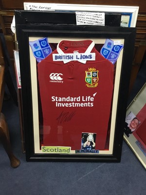 Lot 125A - A FRAMED BRITISH AND IRISH LIONS JERSEY