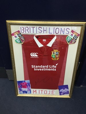 Lot 135A - A FRAMED BRITISH AND IRISH LIONS JERSEY