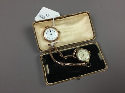 Lot 63 - A LOT OF TWO LADY'S GOLD CASE BRACELET WATCHES