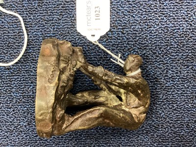 Lot 1023 - A BRONZE FIGURE OF A MINER BY AIME-JULES DALOU