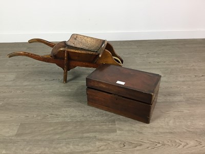 Lot 194 - A CHILDS' VICTORIAN WHEEL BARROW AND WRITING BOX