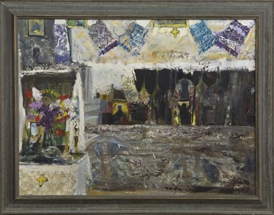 Lot 558 - LILAC AND GOLD, AN OIL BY THORA CLYNE