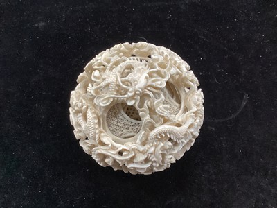 Lot 1652 - A CHINESE IVORY CONCENTRIC PUZZLE BALL