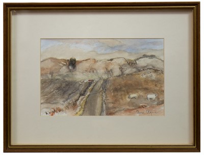 Lot 500A - WINTER FIELDS, TILLYRIE, A WATERCOLOUR BY THORA CLYNE
