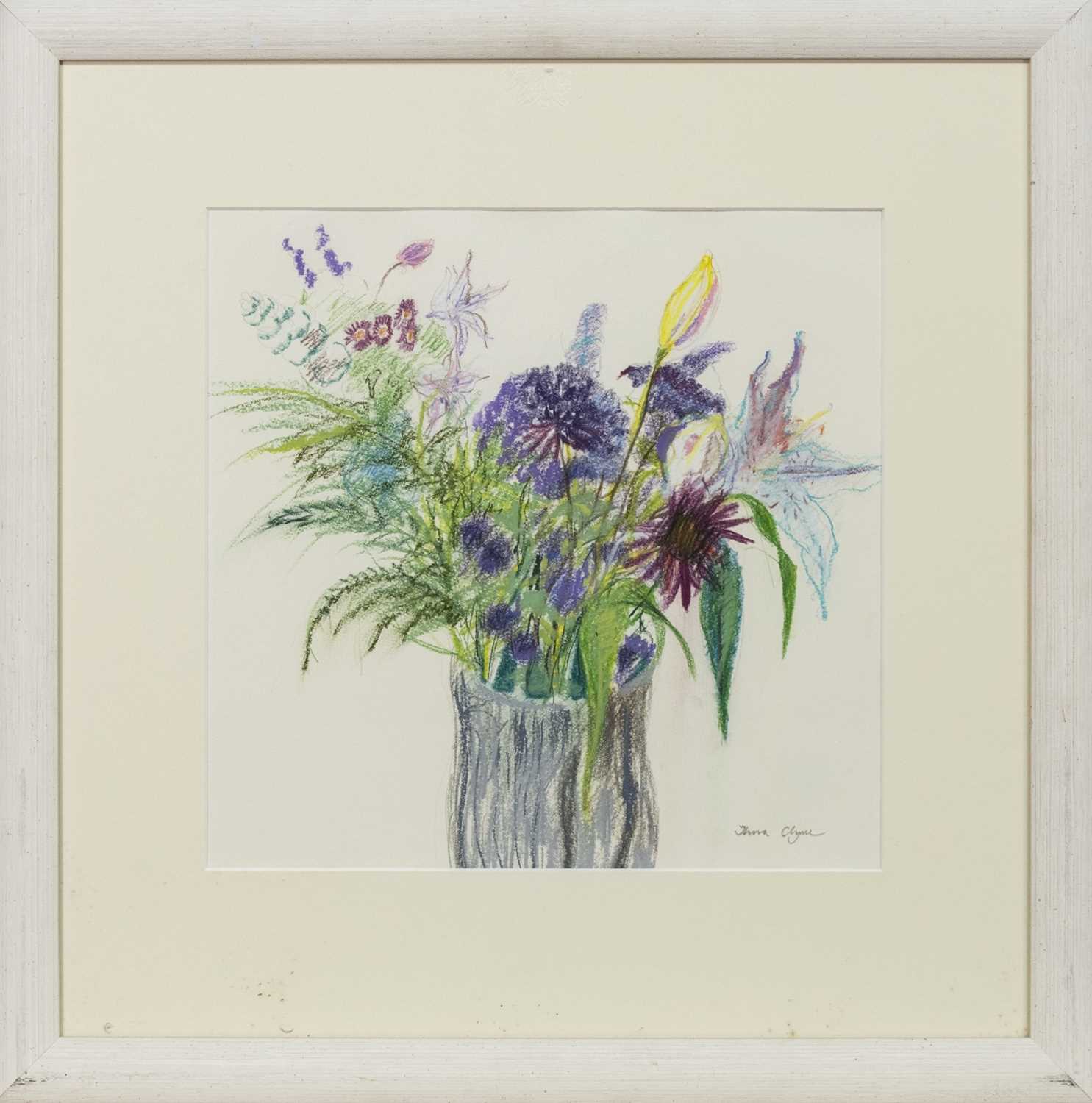 Lot 574 - FRONDS AND FLOWERS, A PASTEL BY THORA CLYNE