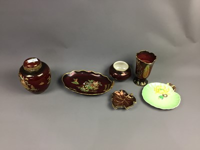 Lot 60 - A CARLTON WARE 'ROUGE ROYALE' GINGER JAR AND COVER AND OTHER CARLTON WARE