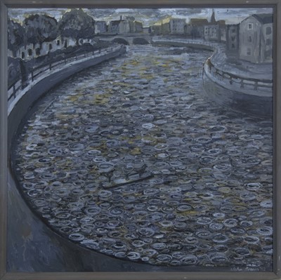 Lot 580 - THE WATER OF LEITH, AN OIL BY JOHN BROWN