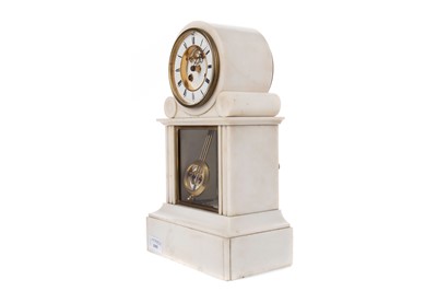 Lot 1193 - A LATE 19TH CENTURY FRENCH WHITE MARBLE EIGHT DAY MANTLE CLOCK
