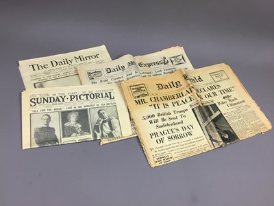 Lot 44 - A COLLECTION OF NEWSPAPER HEADLINES, ALONG WITH INTERNATIONAL STAMPS AND POSTCARDS