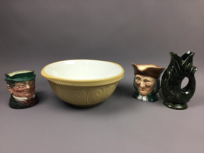 Lot 133 - A LOT OF THREE ROYAL DOULTON CHARACTER JUGS AND OTHER CERAMICS