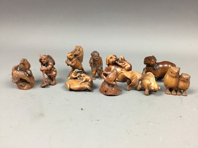 Lot 139 - A LOT OF TEN JAPANESE CARVED BOXWOOD NETSUKE