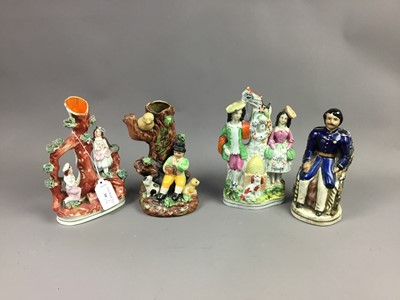 Lot 30 - A LOT OF TWO VICTORIAN STAFFORDSHIRE FIGURE GROUPS ALONG WITH TWO OTHERS