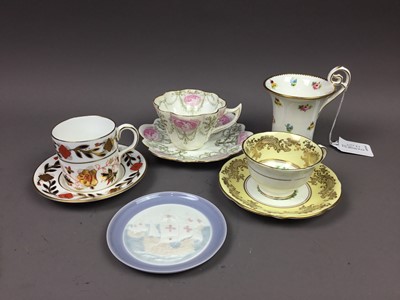 Lot 17 - A VICTORIAN IMARI PATTERN MOUSTACHE CUP AND OTHER CERAMICS