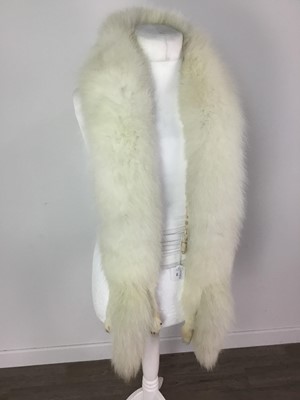 Lot 166 - A FOX FUR STOLE ALONG WITH A SHOOTING STICK