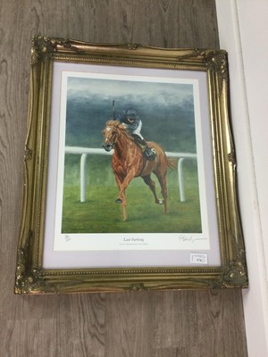Lot 174 - A LIMITED EDITION SIGNED COLOURED PRINT AFTER PETER DEIGHAN ALONG WITH ANOTHER PRINT