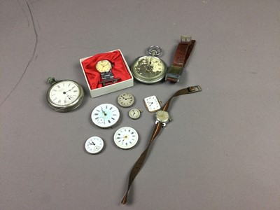 Lot 85 - A LOT OF TWO SILVER PLATED POCKET WATCHES AND OTHER WATCHES