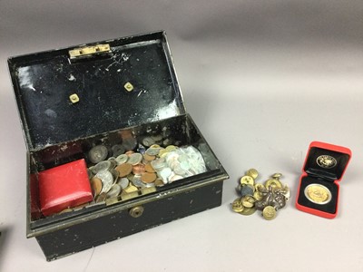 Lot 88 - A LACQUERED TIN CONTAINING ASSORTED BRITISH COINAGE
