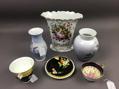 Lot 106 - A LOT OF TWO ROYAL COPENHAGEN VASES AND OTHER CERAMICS