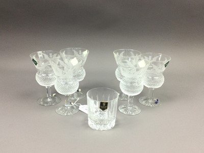 Lot 113 - A SET OF SIX EDINBURGH CRYSTAL THISTLE STEMMED GLASSES AND FOUR OTHER GLASSES