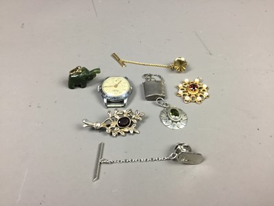 Lot 118 - A LOT OF COSTUME JEWELLERY INCLUDING THREE SILVER CHARMS