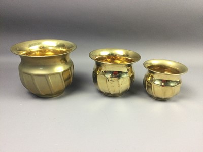Lot 199 - A BRASS PLANTER ALONG WITH OTHER BRASS WARE