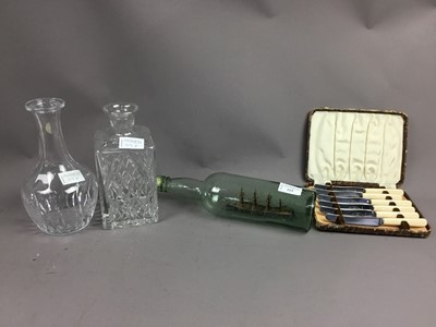 Lot 219 - A SHIP IN A GLASS BOTTLE ALONG WITH OTHER ITEMS