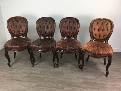 Lot 1460 - A SET OF TEN VICTORIAN MAHOGANY SPOON BACK DINING CHAIRS
