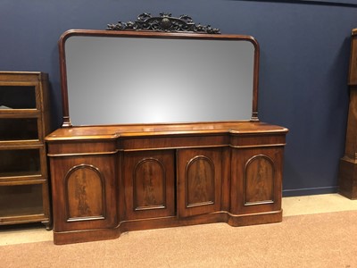 Lot 1454 - A VICTORIAN MAHOGANY MIRROR-BACK INVERTED BREAKFRONT SIDEBOARD