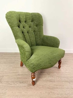 Lot 227A - A REPRODUCTION VICTORIAN STYLE ARMCHAIR