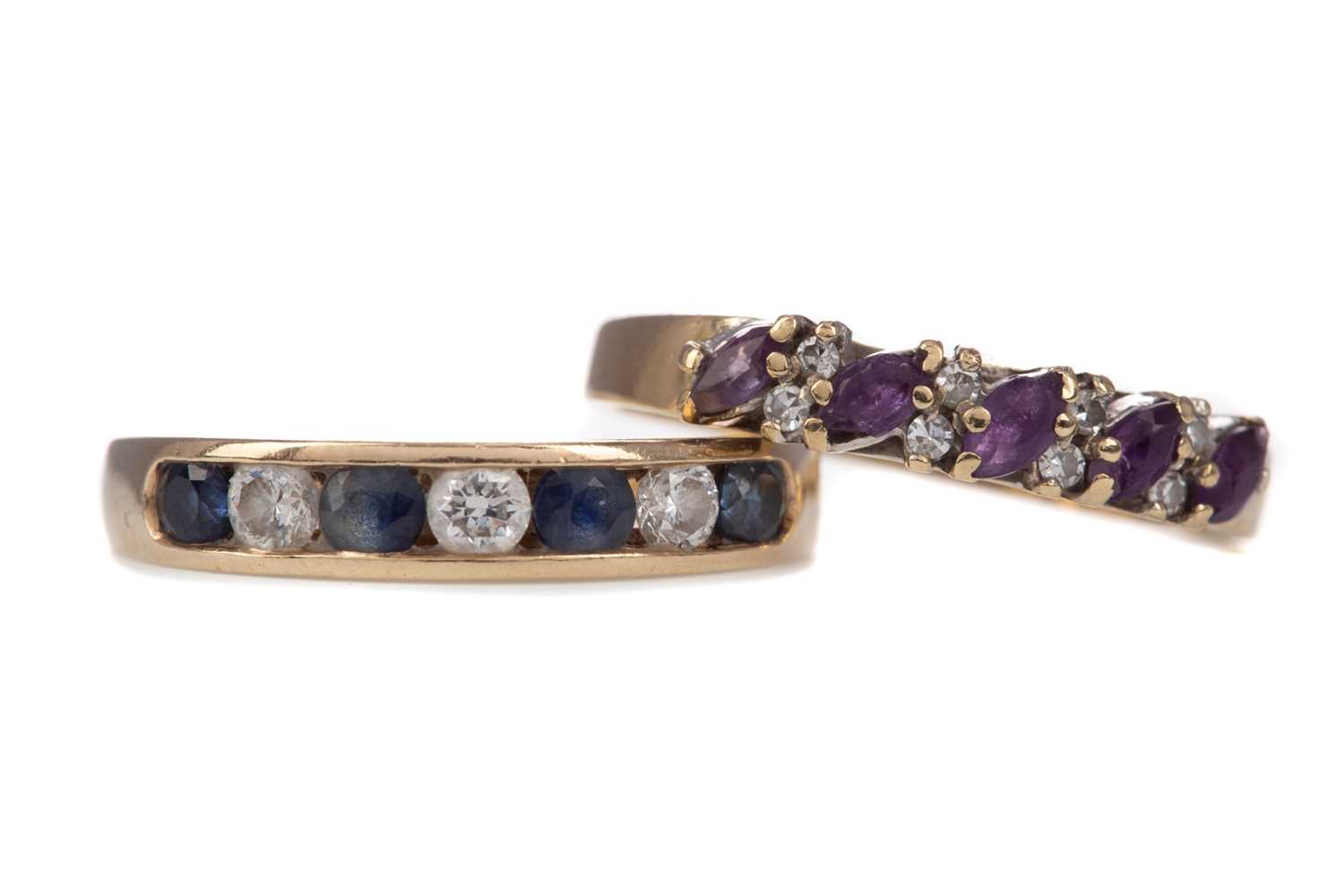 Lot 933 - TWO GEM SET AND DIAMOND RINGS